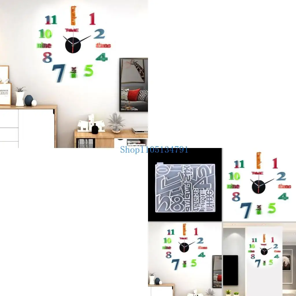 

98km Creative Numeral Clock UV Epoxy Resin Mold Wall Clocks Crystal Silicone Mould DIY Crafts Jewelry Home Decorations Casting