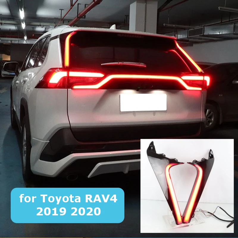 

Для Toyota RAV4 2019 2020 автомобильный светодиодный светильник на заднюю стойку багажника, колонка, стоп-сигнал, поворот, сигнальные огни заднего бампера