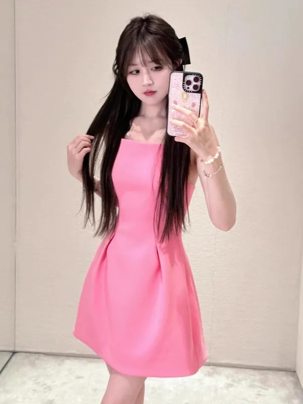 Frühling Sommer Neue Süße Sli ort Svel Plissee Wrap Hohe Taille A-Linie Dr für Junge Frauen 8-29 Jahre alt