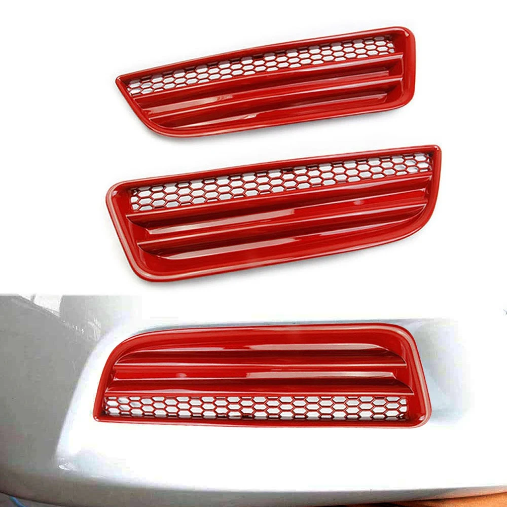 Front Bumper Honeycomb Fog Lamp Cover Tirm for Charger 2016 2017 2018 2019 2020 2021 SXT, Red