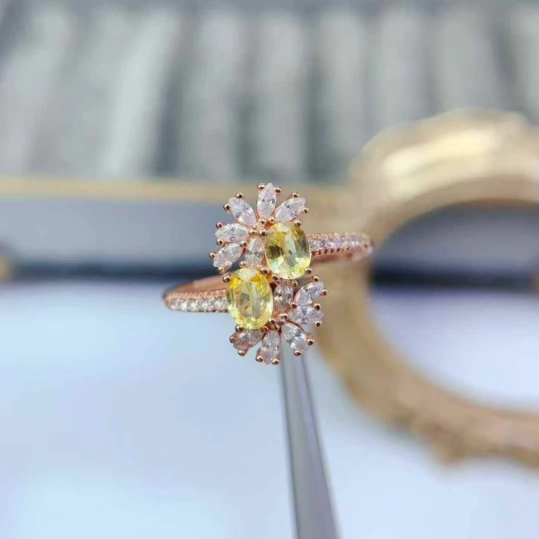 

Sterling Silver Gemstone Ring Yellow Sapphire Ring 4mm*5mm Natural Sapphire Jewelry for Party