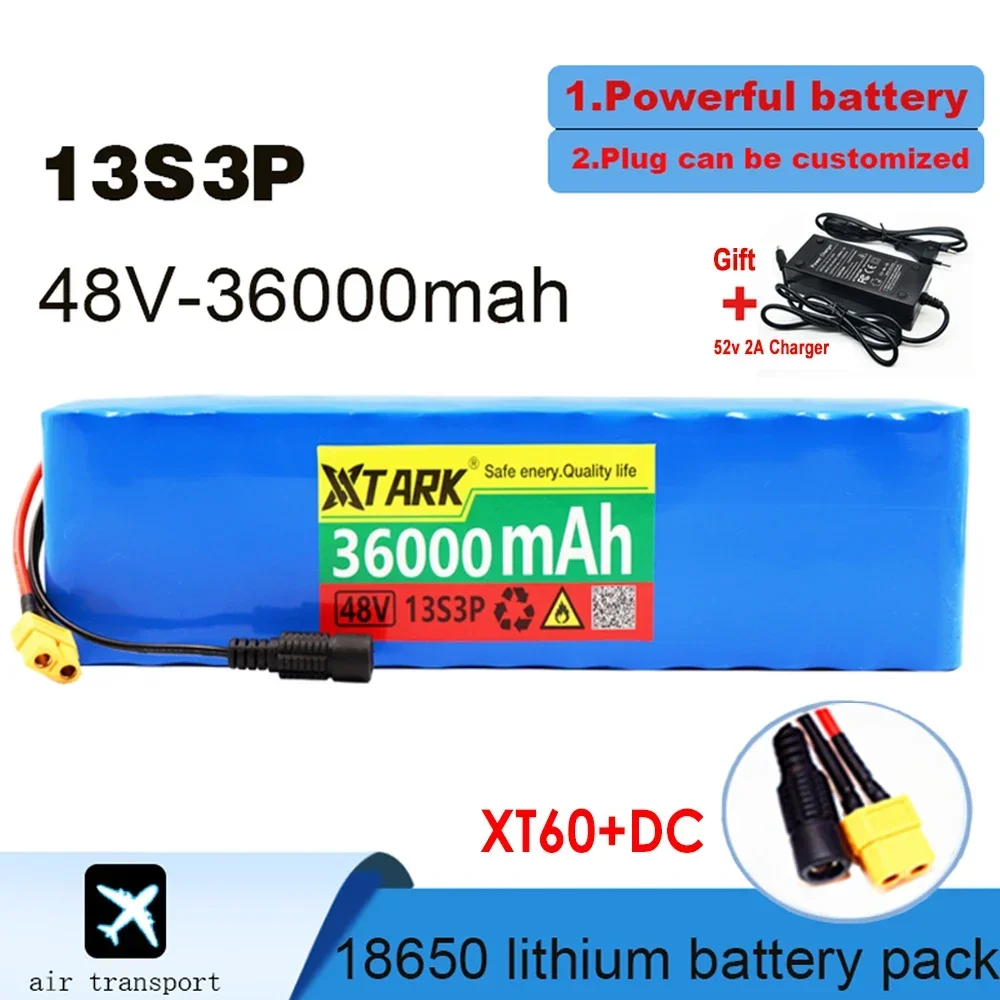 

Large Capacity 48V 36000mAh 500w 13S3P 18650 Li-ion Battery Pack for 54.6v Electric Bike Electric Bike Scooter with BMS+ Charger