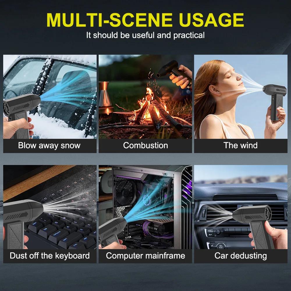 130000 دورة في الدقيقة منفاخ الهواء اللاسلكي جيب مروحة تربو قوية تهب وسائد السيارة نافخة منفضة الهواء حديقة أدوات التخييم الشواء النظيفة #5