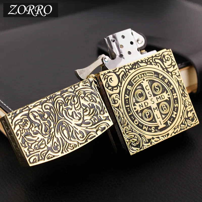 ZORRO New Creative Personality Constantine Extra Large Copper Kerosene Lighter Heavy Armor Extra Large Lighter Men\'s Small Gift