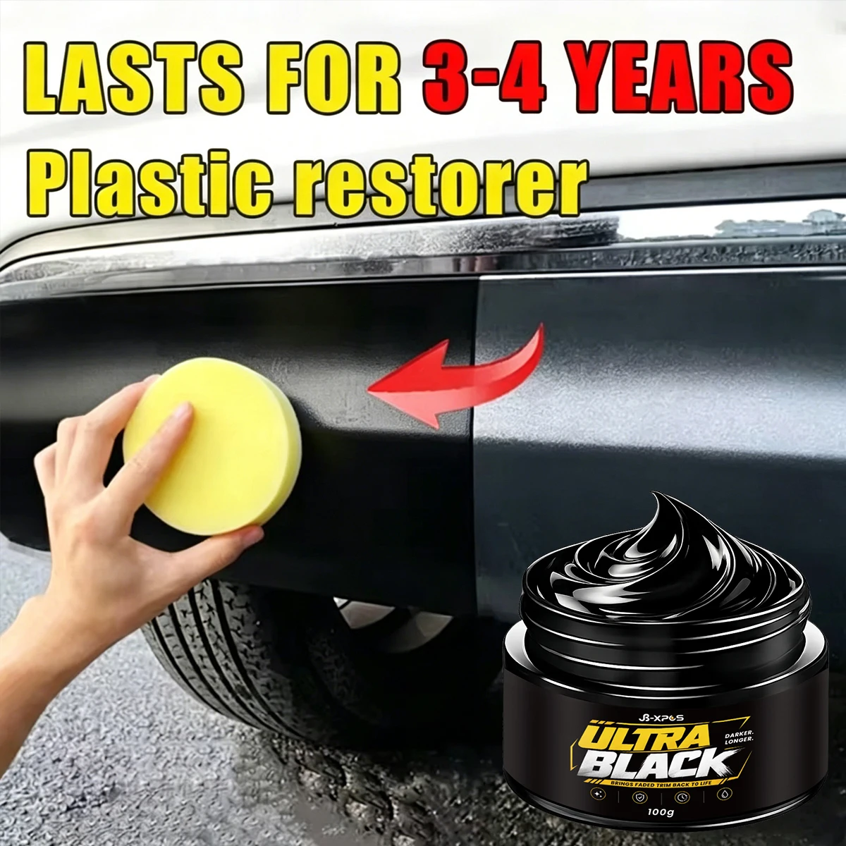 Car Plastic Restorer Cream Paste Interior Faded Black Plastic Rubber Restore Anti-UV Scratch Repair Dashboard Bumper YT2044
