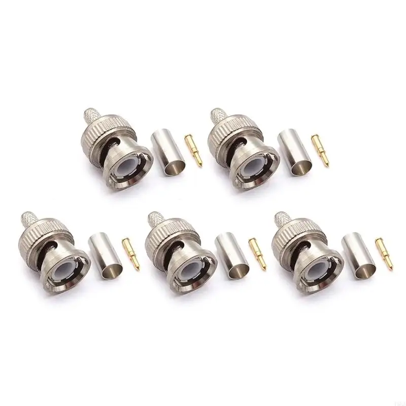 T5EA BNC Male plug kết nối uốn cong BNC Kiểu kết nối bộ chuyển đổi hàn cho RG58 RG59 Cáp Coax mất thấp 5 Gói/10 Gói