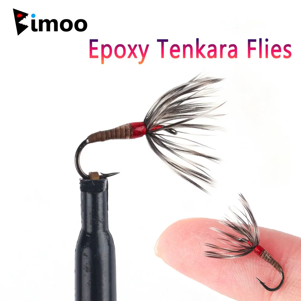 Bimoo 10PCS #14 #16 #18 Epoxy Tenkara Flies Parachute Grizzly Hackle Dry Fly Kebari Trout Steelhead Grayling Fishing Bait Lures