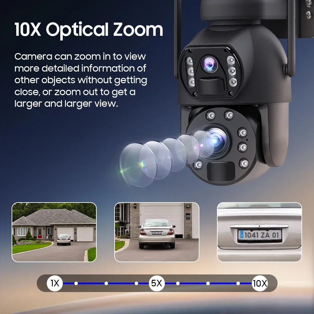 Wistino 10X Optical Zoom Dual 4G Solar Camera Outdoor Wireless Alarm Linkage Lens Ubox Sim Card