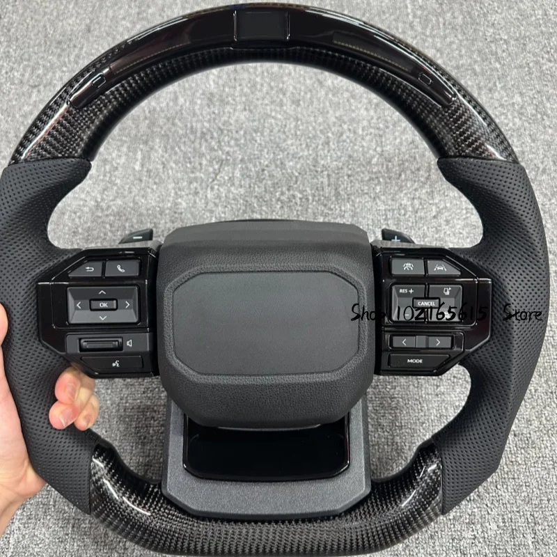 Modified Leather Carbon Fiber Racing Style LED Steering Wheel Upgrade For Toyota Corolla LC300 Hilux Fortuner Land Cruiser GR