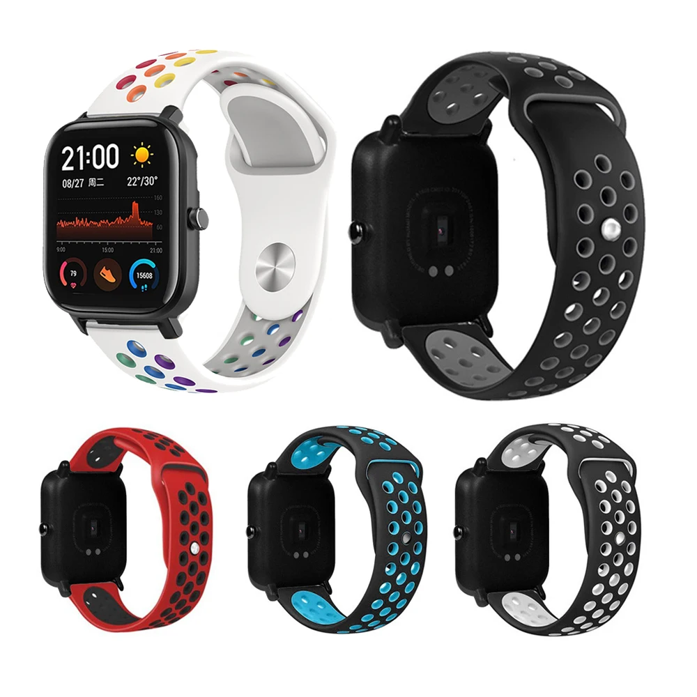20 مللي متر سيليكون الرياضة حزام ل Huami Amazfit GTS GTR 42 مللي متر سوار مقاوم للماء ل شاومي Amazfit بيب لايت ساعة ذكية اكسسوارات