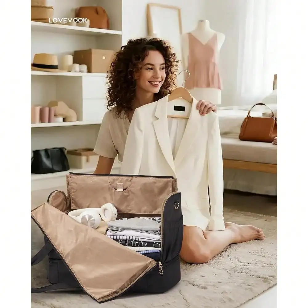 Garment Bags For Travel,ConVe..Rtible Garment Bag For Women With Shoe Pouch,Carry On Duffel Bag With Toiletry Bag, 2 In 1 Hanging Suitcase Suit Bag,Waterproof Weekender Bags For Business Trip