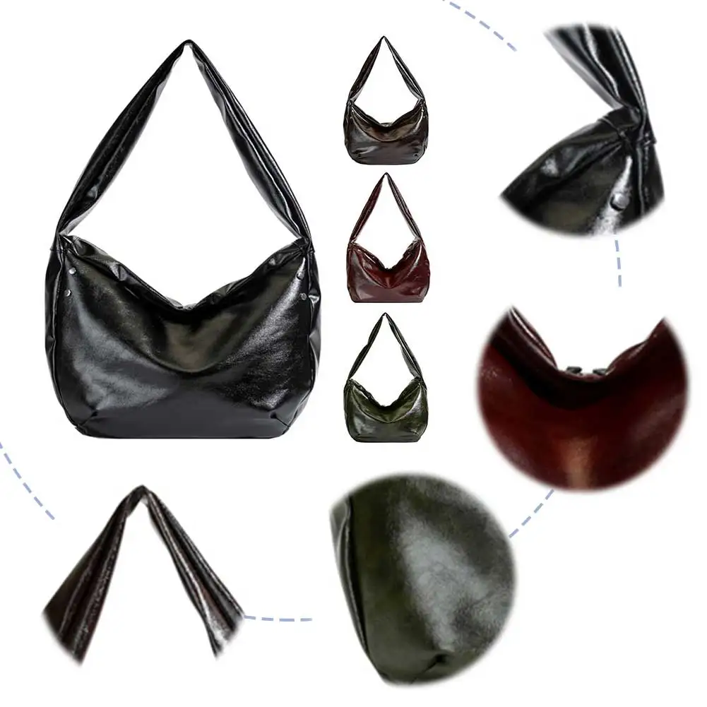 

Woman Retro Rivet Shoulder Bag PU Leather Trendy Underarm Bag Large Capacity Vintage Casual Handbag Commute Bag