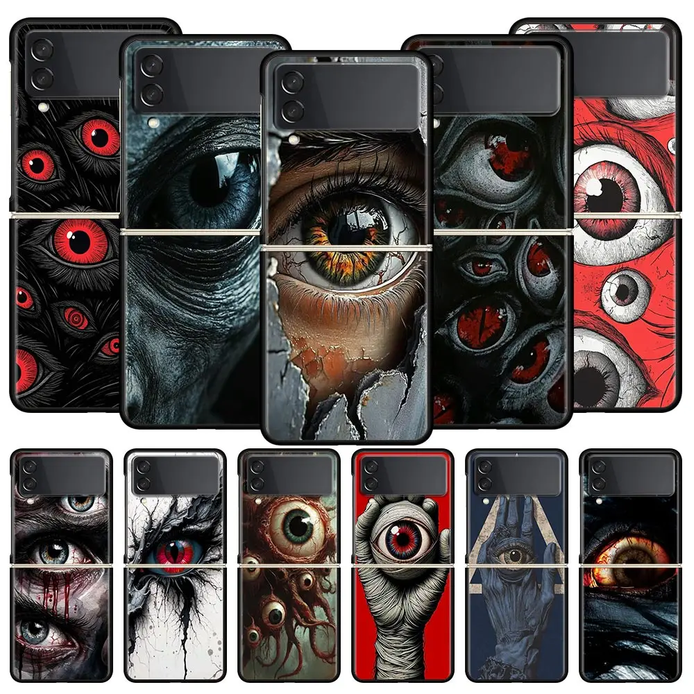 Scary Devil Eye Pattern Phone Case For Samsung Galaxy Z Flip3 Flip4 Flip5 Case Shell For Z Flip 3 4 5 6 7 Hard Folding Cover
