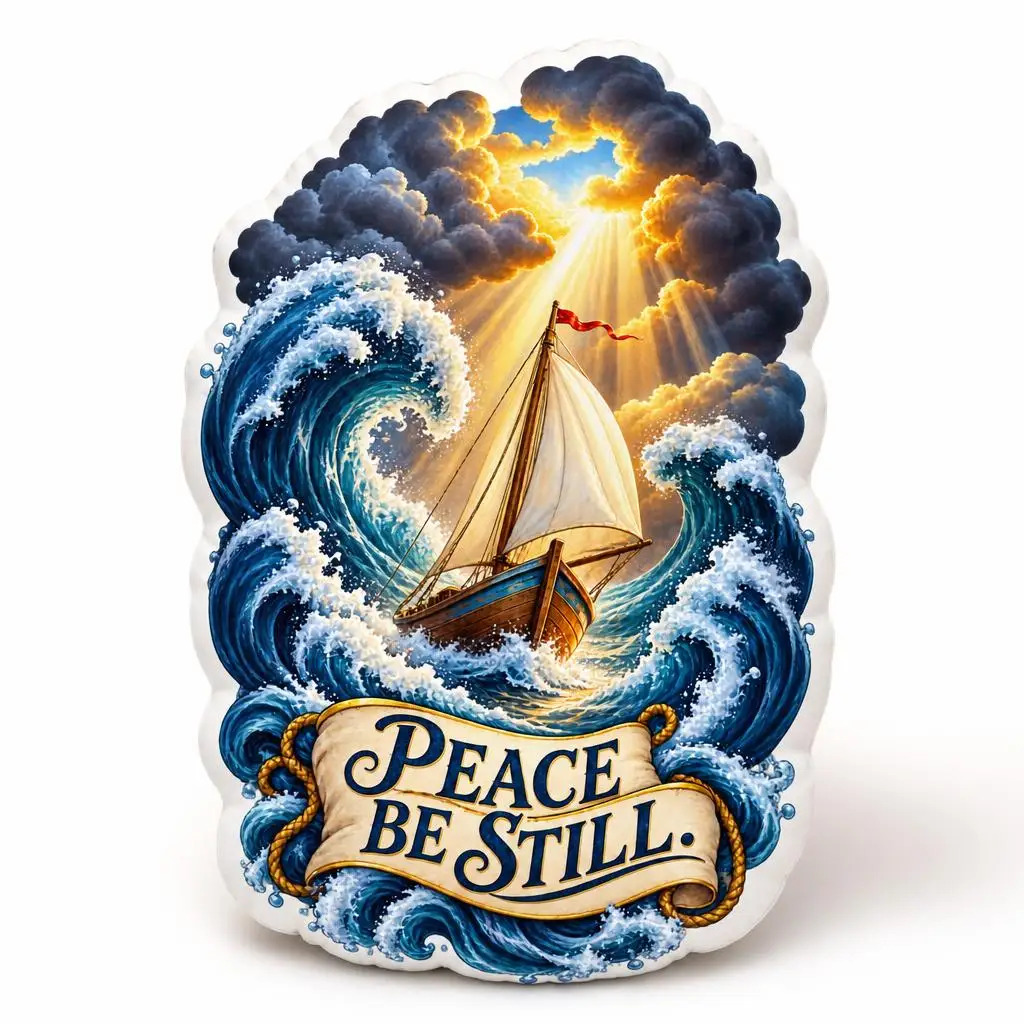 Peace Be Still Christian Sailboat Pillow Stormy Sea Faith Cushion Nautical Throw Pillow Shaped Stuffed Home Decor Gift Sofa