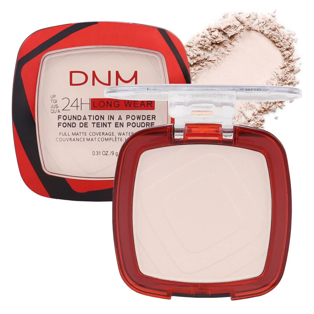 DNM Matte Full Coverage Pressed Powder Foundation พร้อมพัฟ Applicator, 24H Fresh Wear Matte Weightless Finishing Powder แต่งหน้า