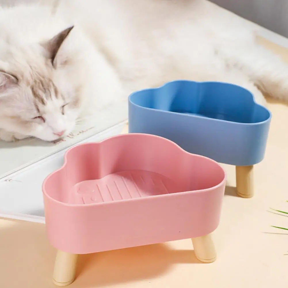 Elevated Cloud-Shaped Wide-Mouthed Cat Bowl, Cervical Vertebrae-Friendly, Kitten Bowls, Pet Supplies