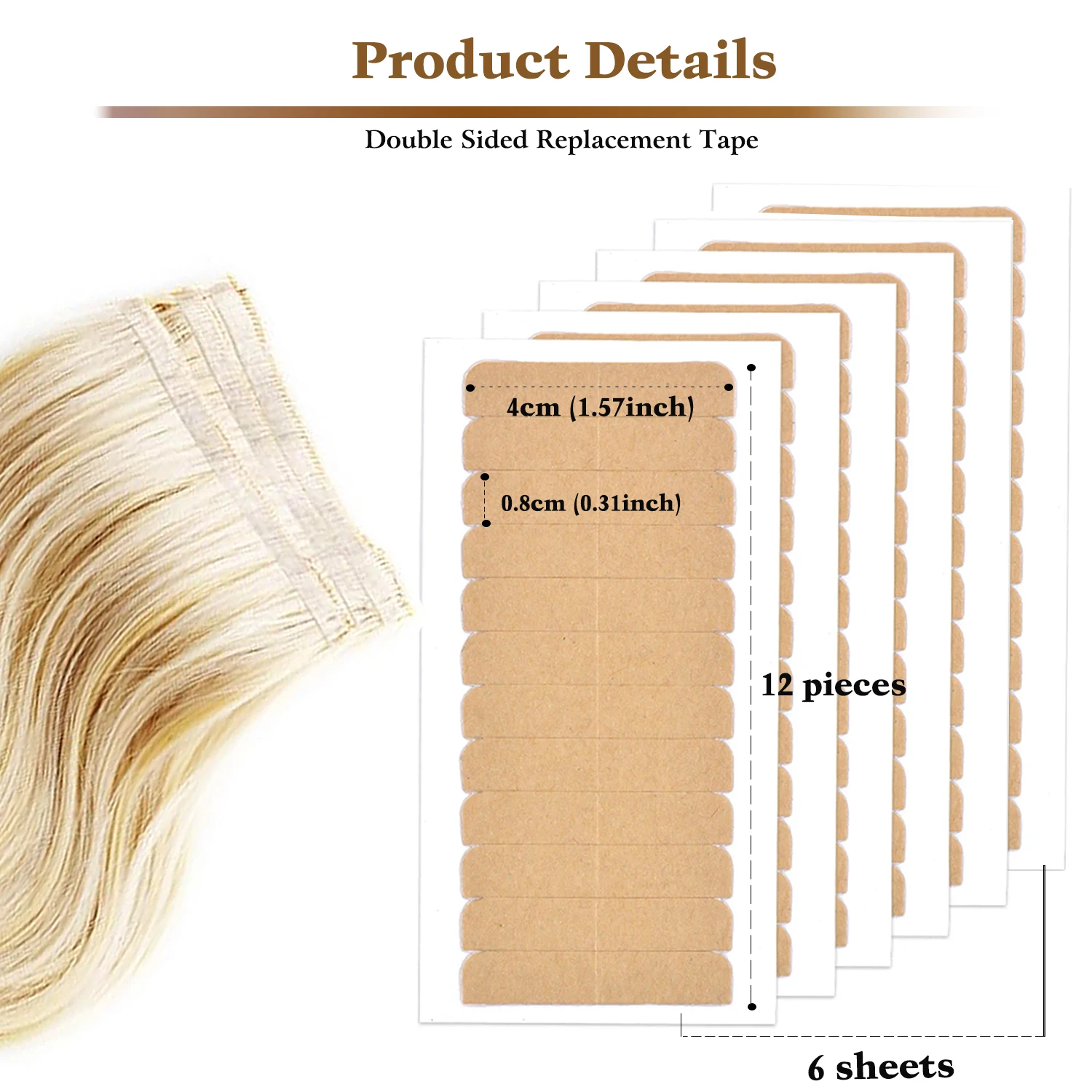 Strong Double Sided Tape in Human Hair Extension Tape Replacement Hair Extension Tape