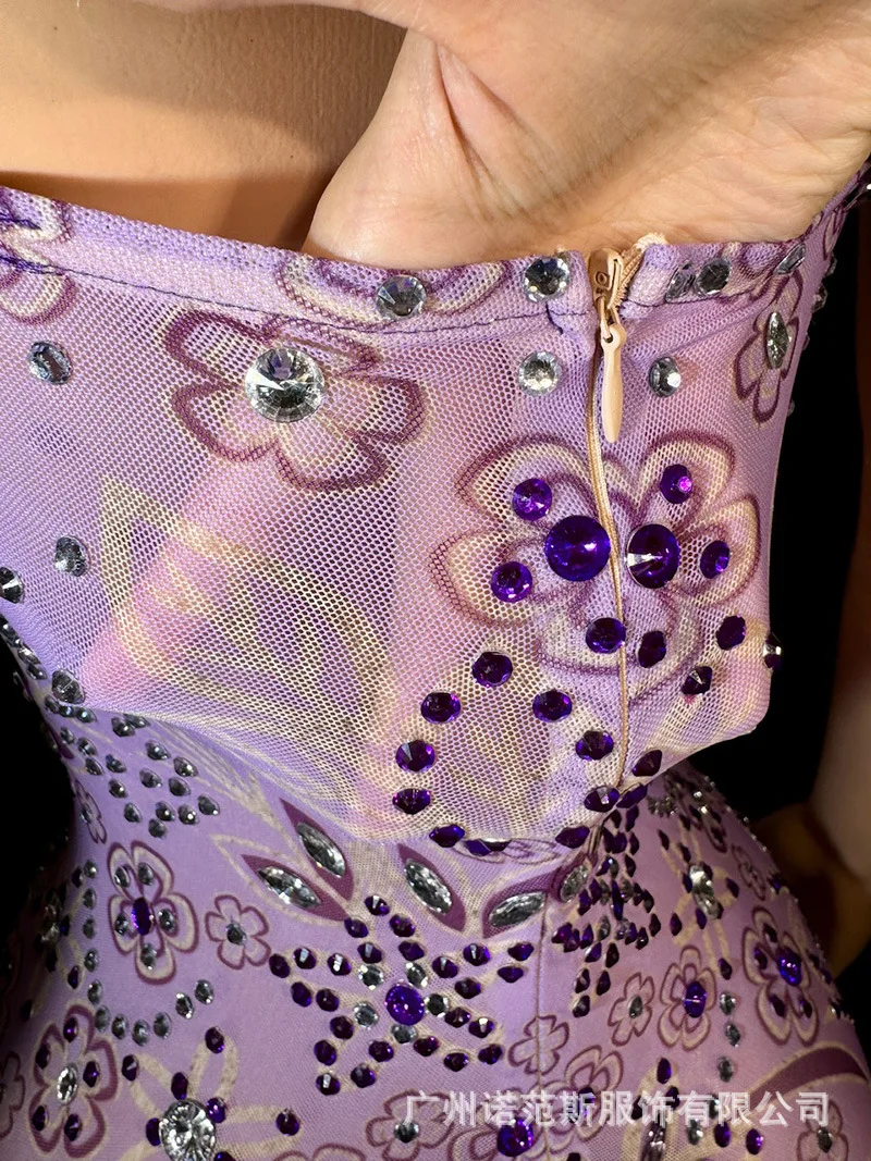 2026 Popular Niche Light Luxury Temperament Gradual Change Purple Dress Banquet Host Shine Evening Dress Party Birthday Clothing