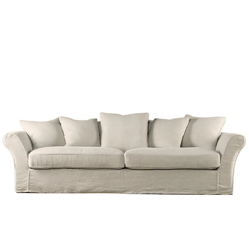 

American RH original single Nordic modern cloth sofa French country retro solid wood furniture American simple linen sofa