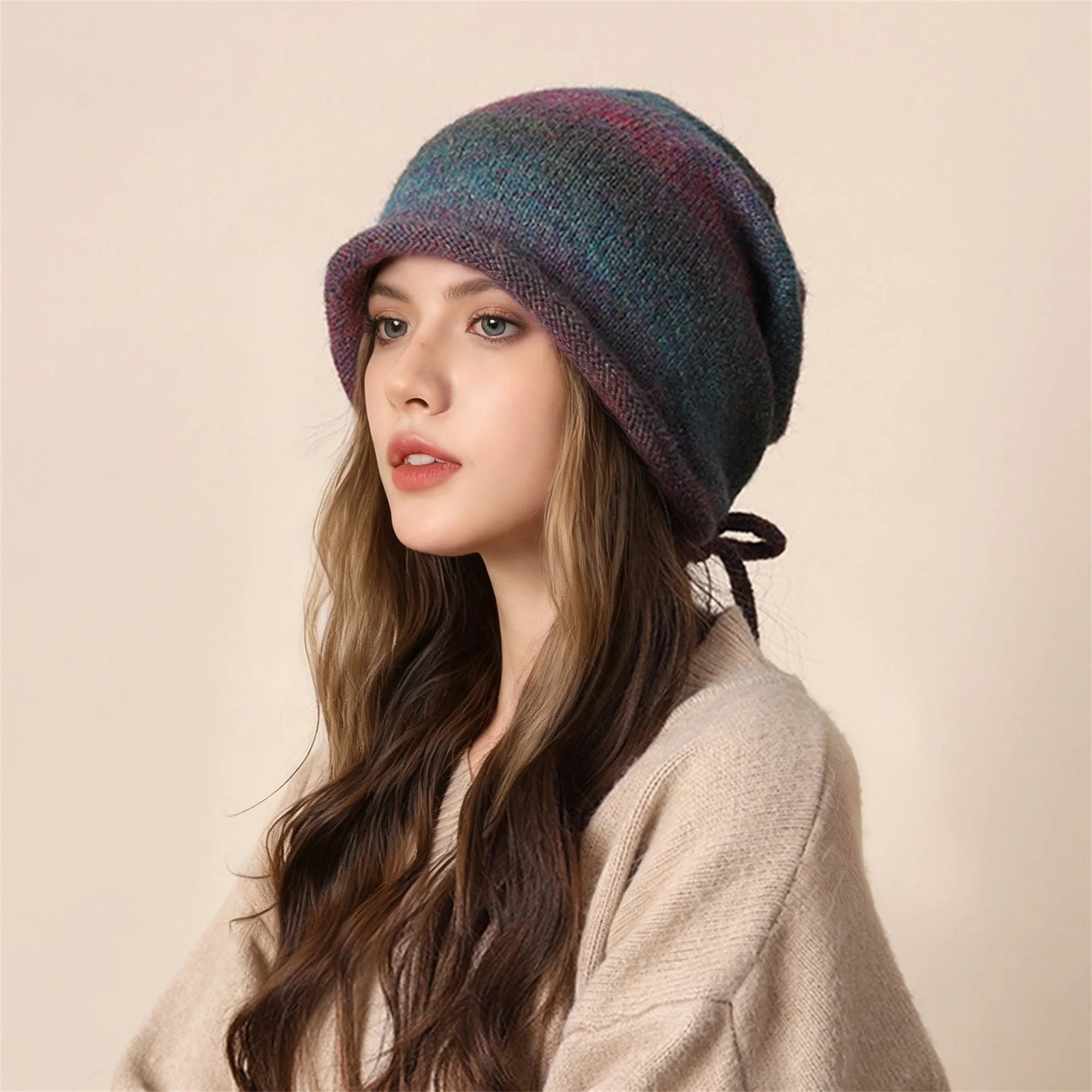 قبعة صغيرة أنيقة متماسكة على شكل كابل مع قبعة شتوية دافئة بوم بوم للنساء والفتيات والأنشطة الخارجية وقبعة التزلج #5