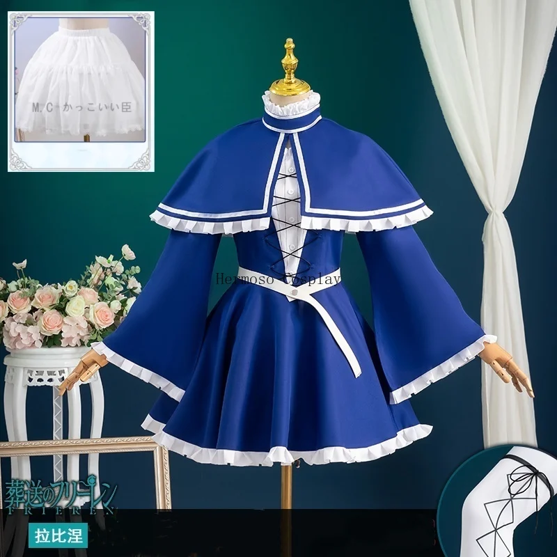 

Frieren Beyond Journey's End Lawine Cosplay Costume Blue Dress Cloak Uniform Stocking Third-class Mage Halloween Convention Suit