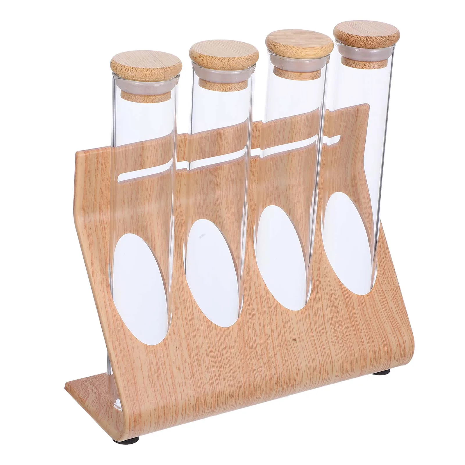 

1 set Coffee Bean Glass Bottle Test Tube Rack Test Tube Clear Glass Bottle Rack Clear Tubes Storage Shelf Spice Container
