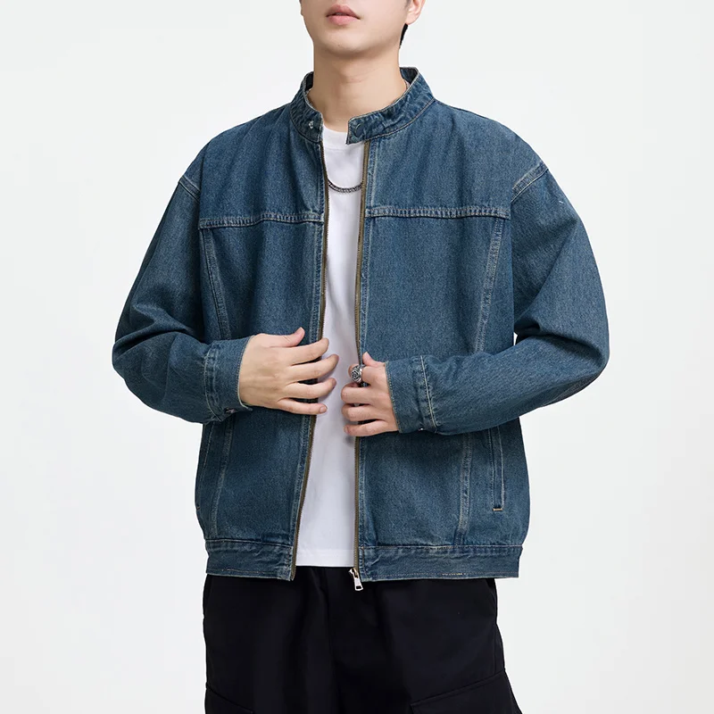 Men's Casual Non-Stretch Denim Jacket High Street Style Zipper Loose Workwear Jacket Plus Size Trendy Streetwear Top 119 S828986fa99994ce1a0c5464fffb94b405