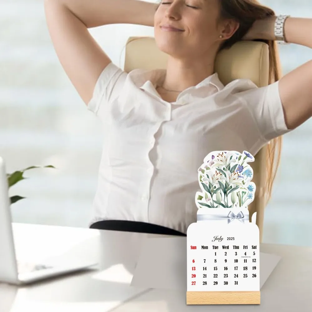 

New Year Bloomy Flowers Desk Calendar Vase Shaped With Detachable Base Bloomy Flowers Calendar Card Monthly Planner