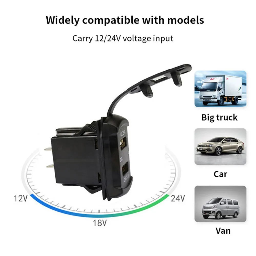 Universal carregador de carro 12v 24v 4.2a tensão de exibição dupla portas usb adaptador automático à prova dwaterproof água qc3.0 carregador para iphone huawei xiaomi