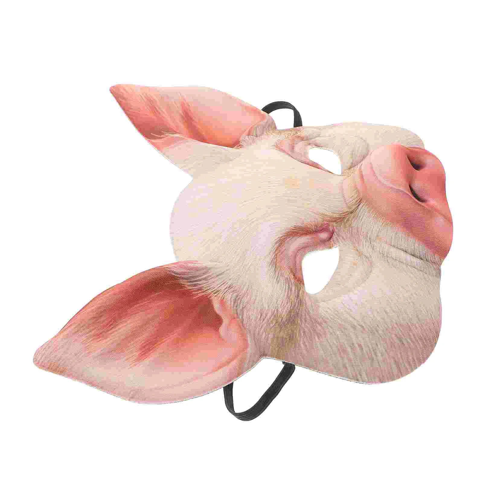 2 Pcs Animal Head Child Costume for Kids Face Pig Masks Half Masquerade Children