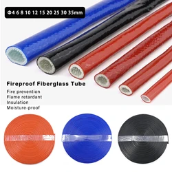 4-35mm Fireproof Sleeve Silicone 1~10mResin Coated Braided Fire Retardant Fiberglass Tube High Temperature Resistant Casing Pipe