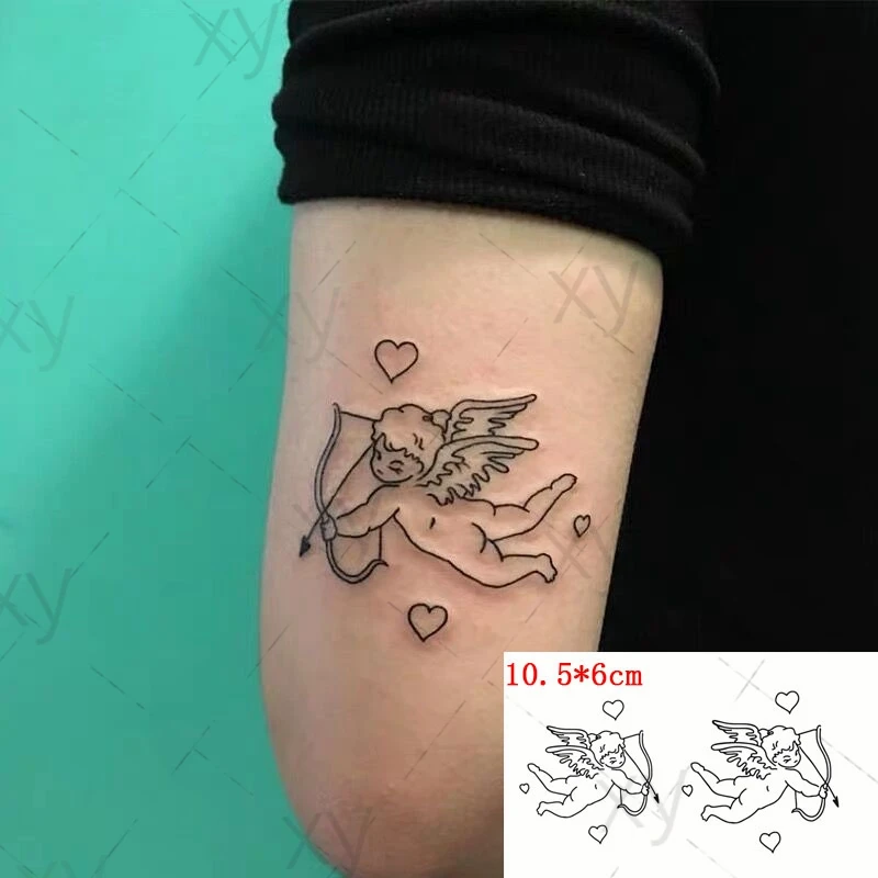 Stiker Tato Sementara Warna Ular Matahari Bulan Salib Kata Hitam Seni Tubuh Malaikat Tahan Air Tatoo Flash Tatto Palsu untuk Pria Wanita