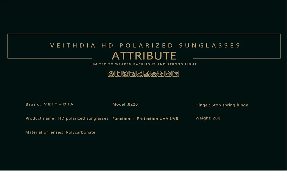 VEITHDIA männer Sonnenbrille Angeln Polarisierte UV400 Nylon Objektiv Im Freien Fahren Brillen Edelstahl Sonnenbrille Für Männliche V8226 – Detail 5
