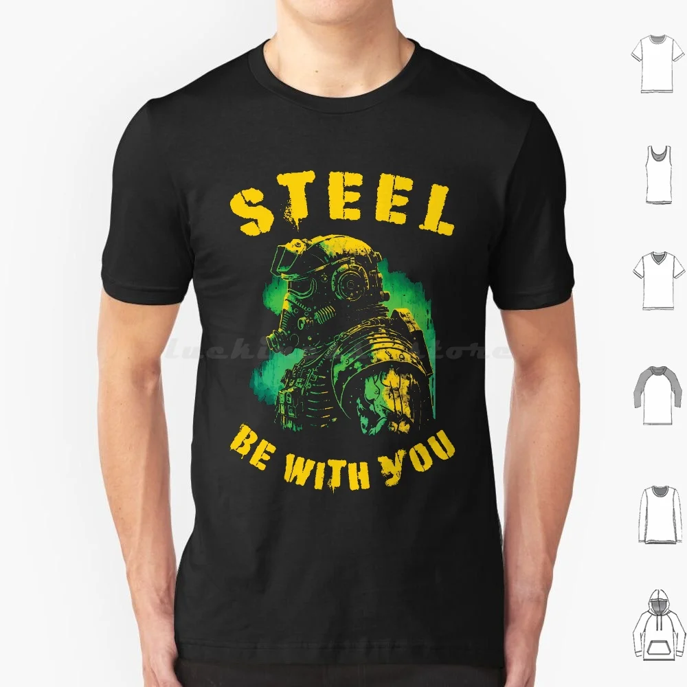 

Steel Be With You Power Armor ( Bos) Футболка из хлопка для мужчин и женщин DIY принт Bos Brotherhood Of Steel Power Armor Ncr Калифорния