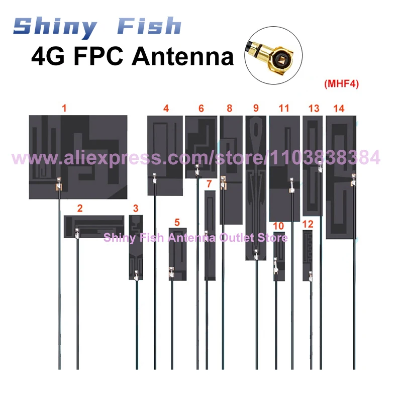 2pcs  MHF4 LTE 4G 3G GSM 2G NB-IOT FPC Flexible Soft Board Internal Antenna 700-2700MHZ 3dBi High Gain 13cm For M.2 Modem