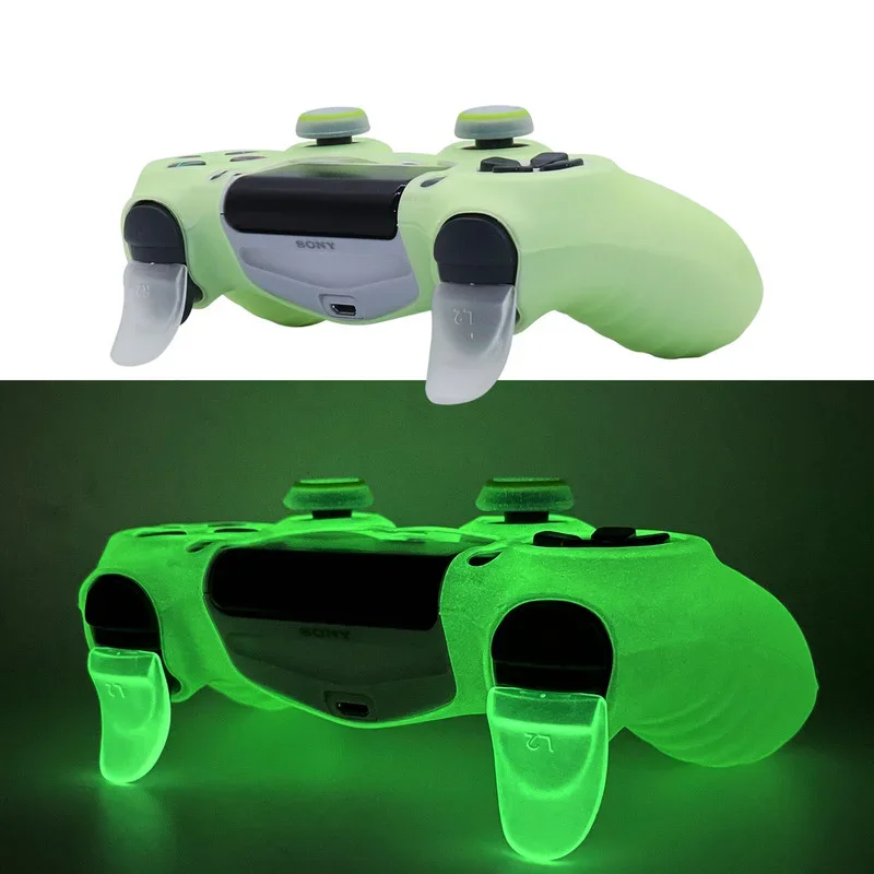 Glow in Dark Games Accessories Gamepad Joystick Case Cover  for PS4 Soft Silicon Case for PlayStation 4 Controller Skin Case