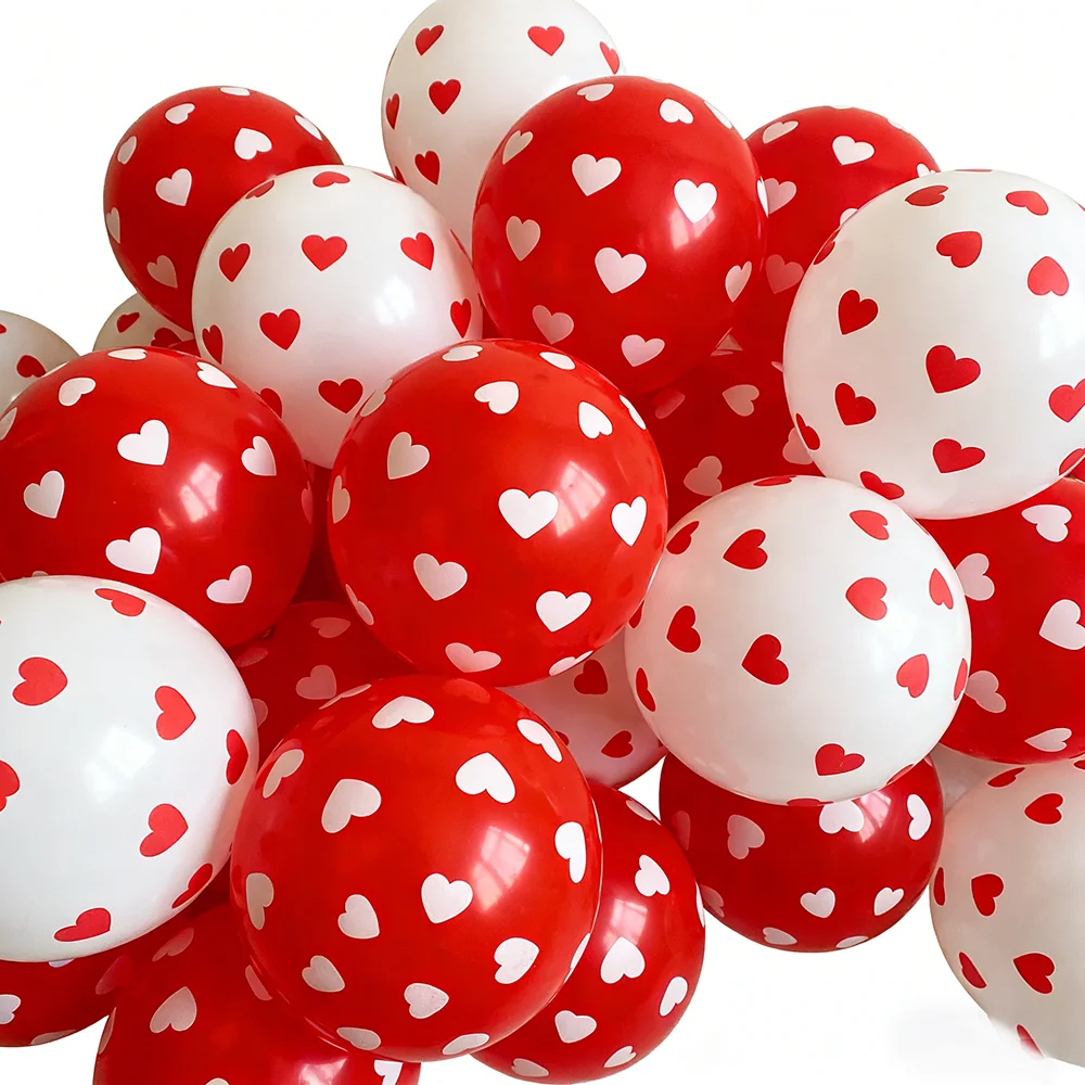 

50/100pcs 12inch Thick Printed Heart Balloons Anniversary Valentine's Day Decoration Wedding Birthday Party Decor Baby Shower