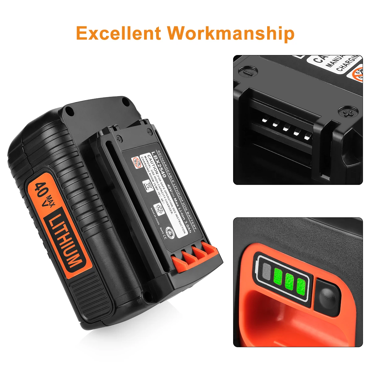 A Hot Selling Replacement For Black And Decker 40V Battery 3000mAh 40 Volt MAX Battery