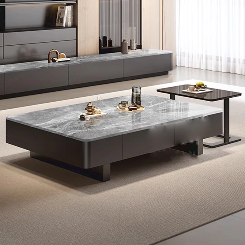 Glass Aesthetic Coffee Table Nordic Designer Storage Drawers Side Table Minimalist Modern Mesa Auxiliar Lounge Suite Furniture
