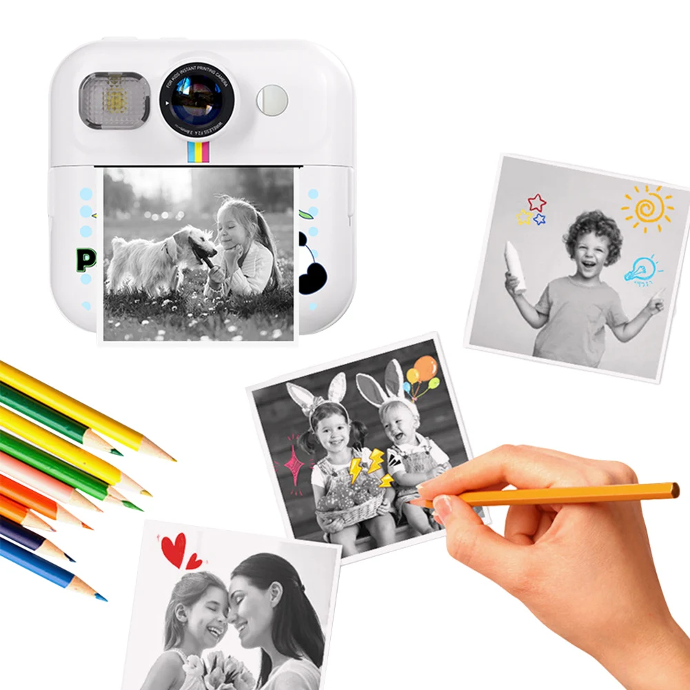 Kids Mini Instant Print Camera with 3 Rolls Print Paper Child Digital Camera Photo Printing Camera Gift for Christmas/Birthday