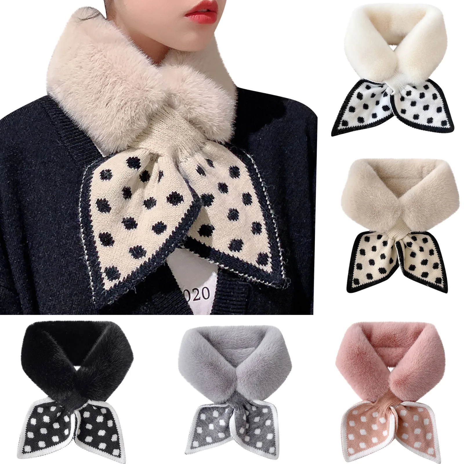 Winter fashion warm scarf for women Winter extended cross point anti-scar neck guard multifunctional neck guard 목도리