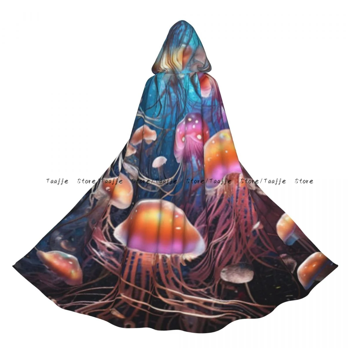 

Подводный мир медуза плащ ведьмы с капюшоном косплей костюм Хэллоуин для взрослых длинная вечерние накидка