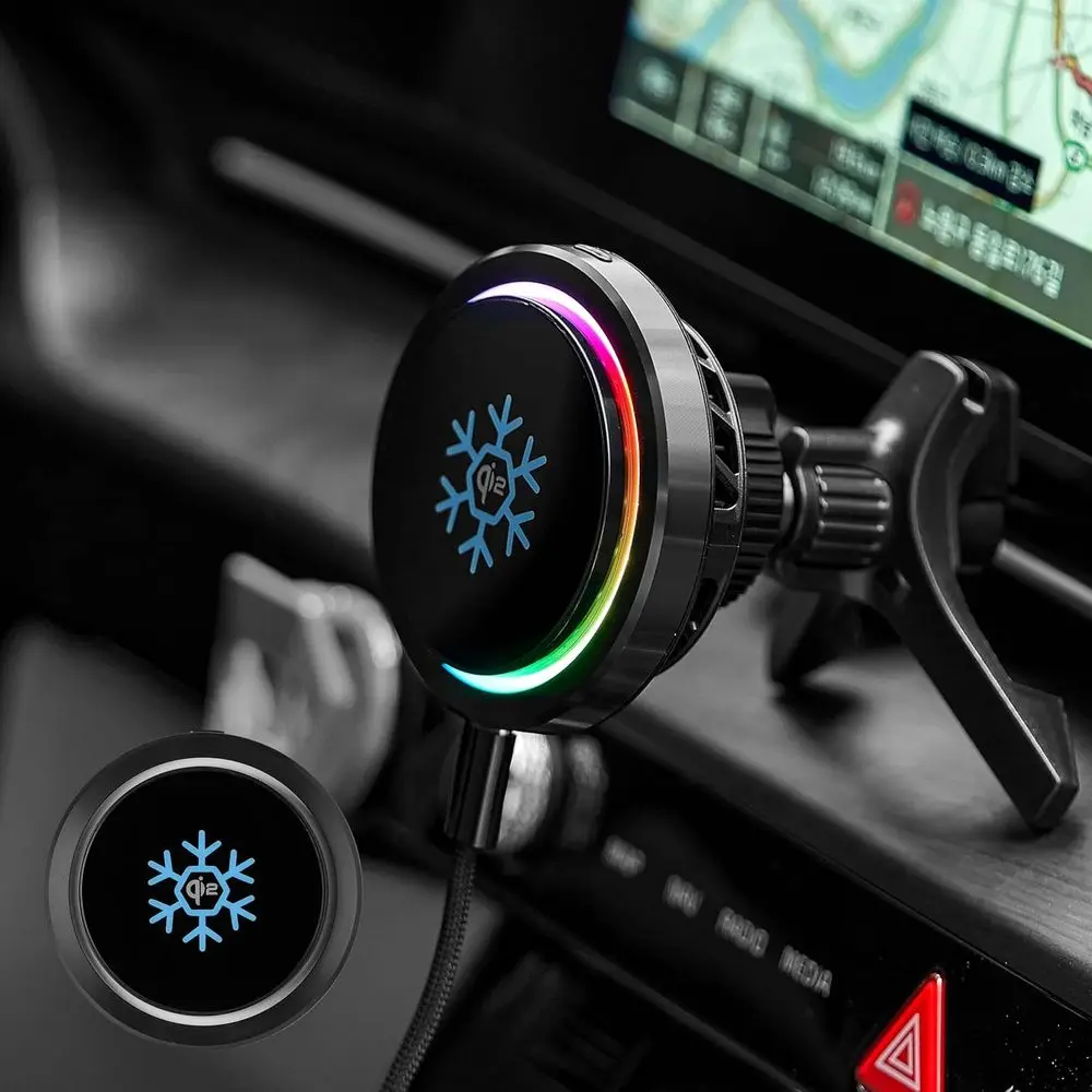 

Беспроводное автомобильное зарядное устройство 15 Вт – 3-секундное охлаждение Пельтье, мощное магнитное крепление, держатель для телефона на воздуховод для iPhone 16/15/14 Pro
