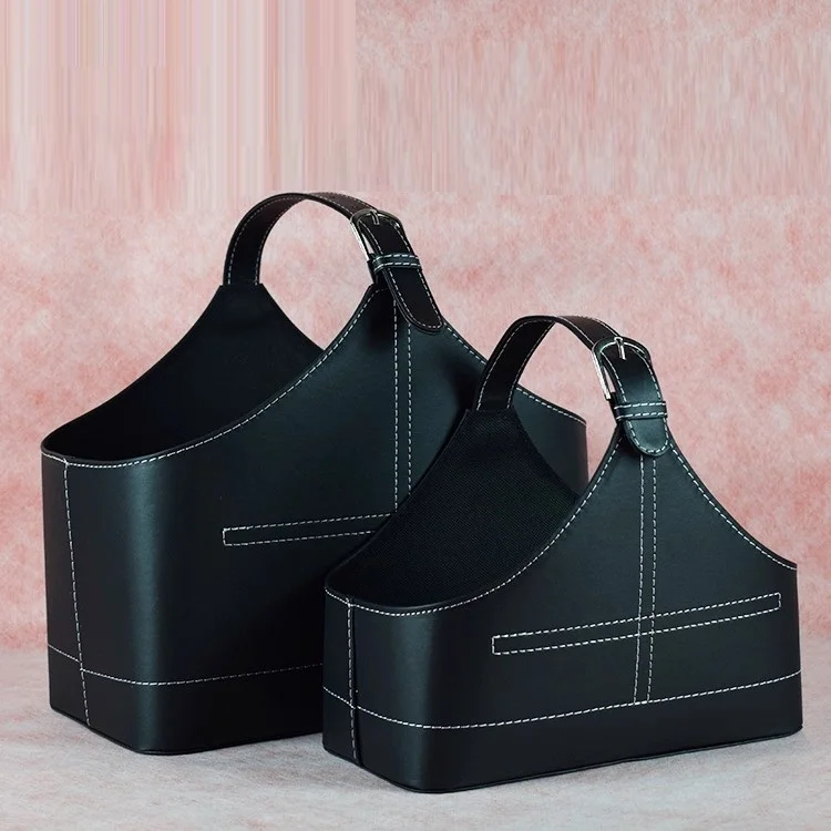 سلة تخزين هدايا جلدية، سلة فواكه محمولة باليد، سلة هدايا عيد الميلاد ومهرجان الربيع، سلة جلدية من النبيذ الأحمر #5