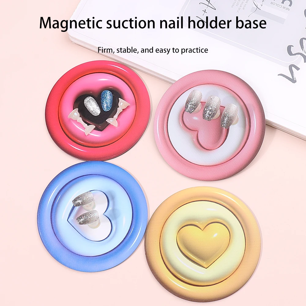 

1Pcs Nail Holder With Large Capacity Armor Piercing Base Photo Art Tool Circular Heart Bottom Available In 4 Styles