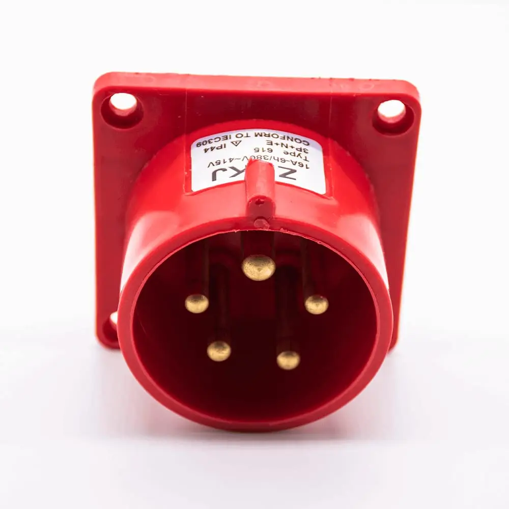 Reverse IEC60309 Industrial CEE Connector Socket 5P 16A 380V-415V 3P+E+N 6h IP44