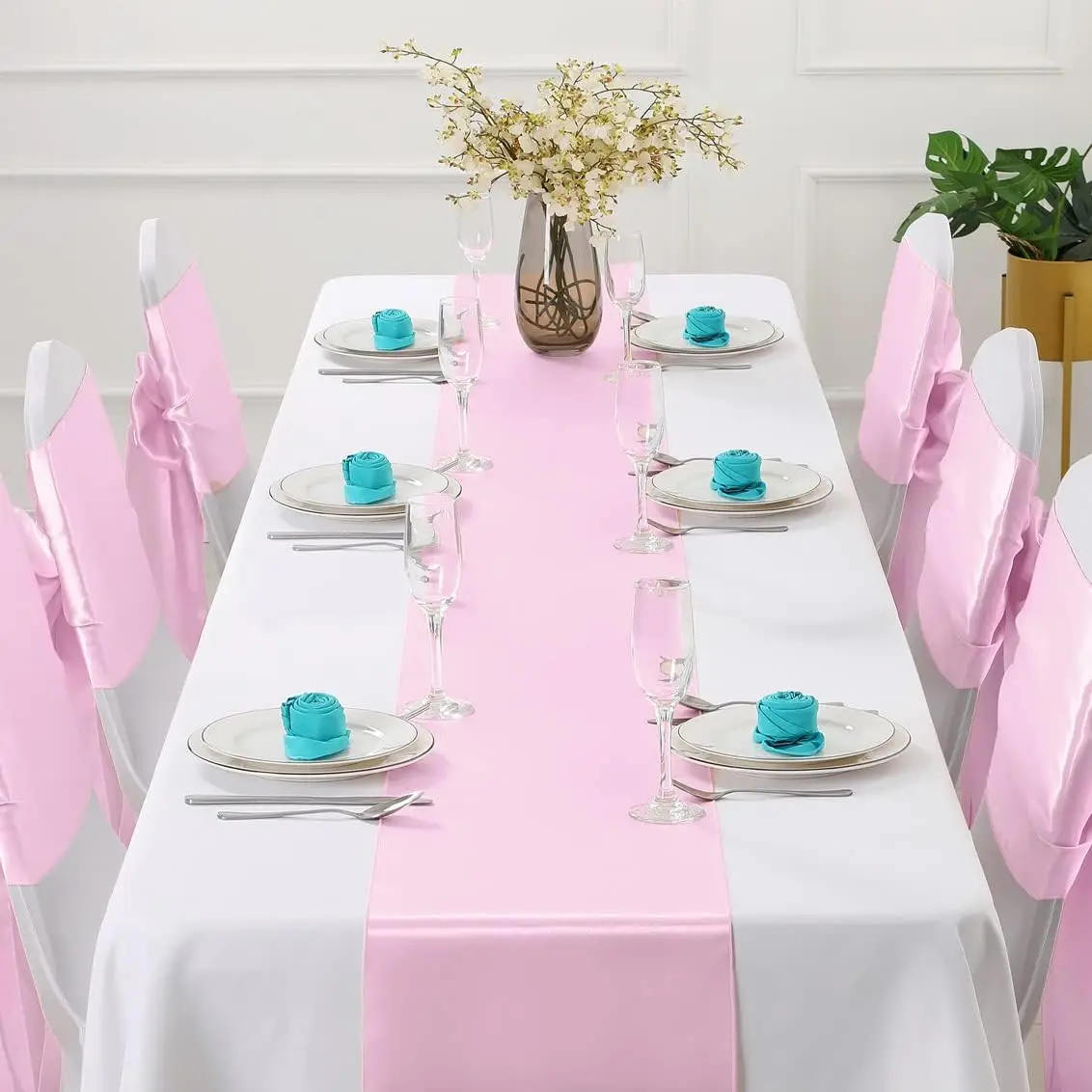 

Атласная дорожка для стола Премиум-флаги для стола подходят для свадебного банкета, выпускной, украшения для дня рождения 30x275 см