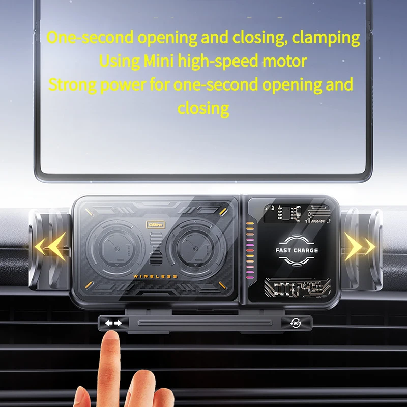 

Foldable Wireless Car Charger, 15W Fast Charging Auto-Clamping Mount for Air Vent for Huawei Samsung Google Fold Phone