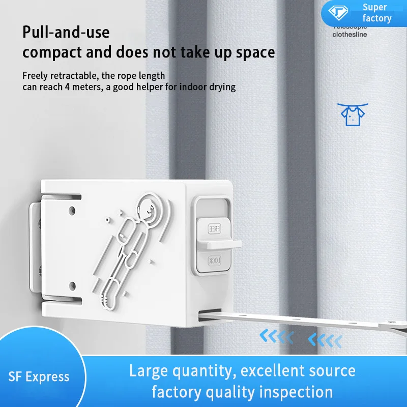 

Retractable Clothesline Balcony Invisible Clothesline Wire Rope Wall Rope For Drying Clothes Bathroom Wall Hanger Drying Rack