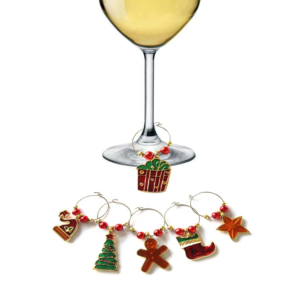 

6 Pcs Glass Charms Christmas Theme Premium Alloy Buckle Design Party Decoration Supplies Gold Marker Functional
